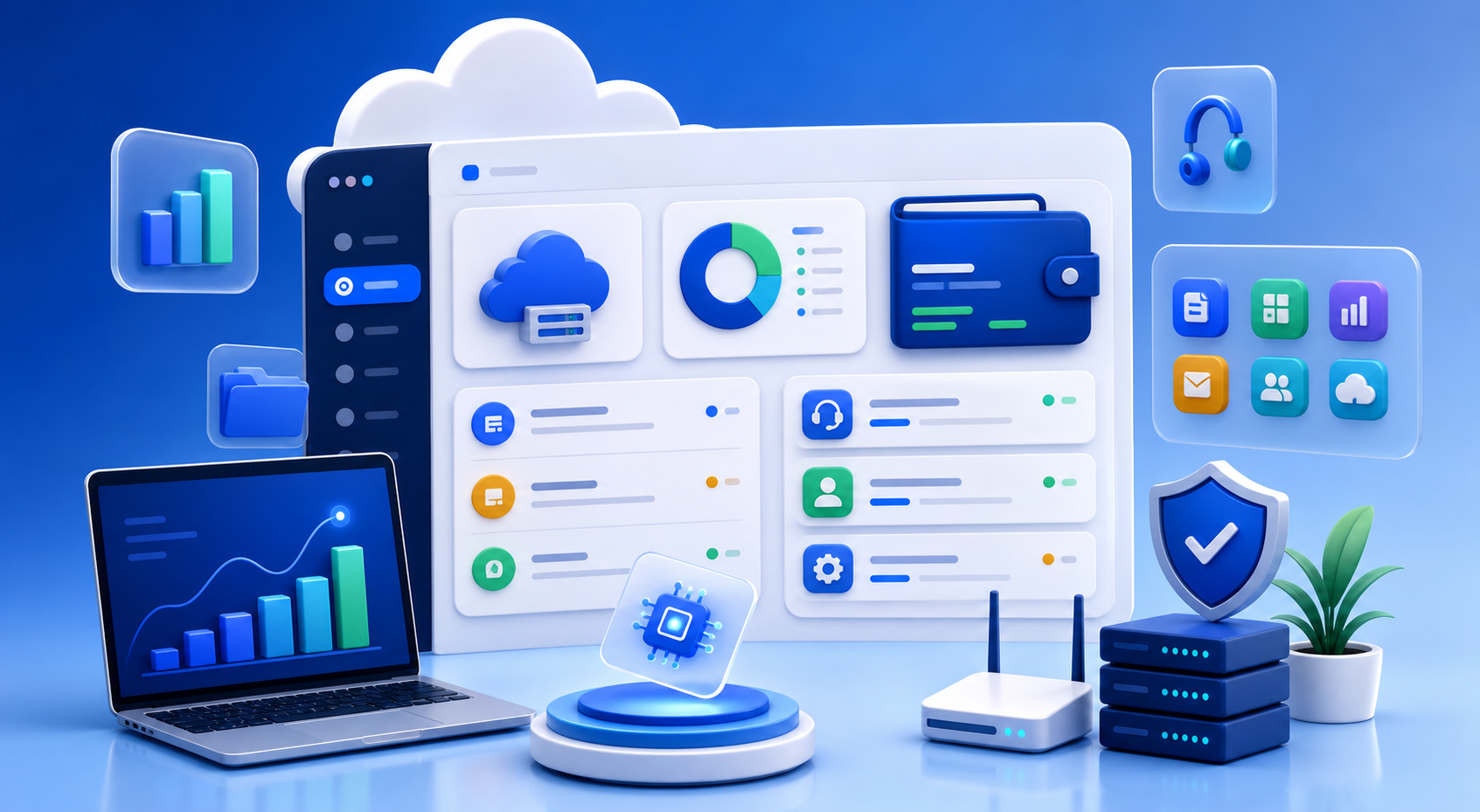 IT service portal dashboard illustration